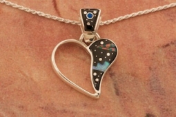 Calvin Begay Night Sky Sterling Silver Open Heart Pendant